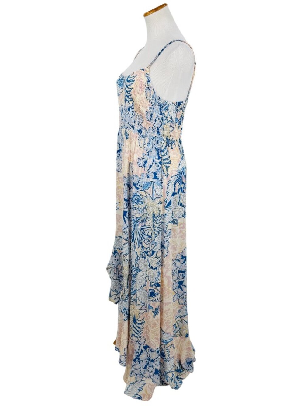 NWT Free People Blue Cream Floral Print Maxi Slip Dress L | Coastal Cowgirl Boho - Picture 13 of 16